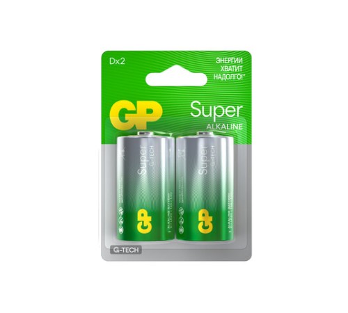 Батарейки КОМПЛЕКТ 2 шт., GP Super G-Tech, D (LR20, 13А), алкалиновые, блистер, 13A-2CR2 Батарейки КОМПЛЕКТ 2 шт., GP Super G-Tech, D (LR20, 13А), алкалиновые, блистер, 13A-2CR2