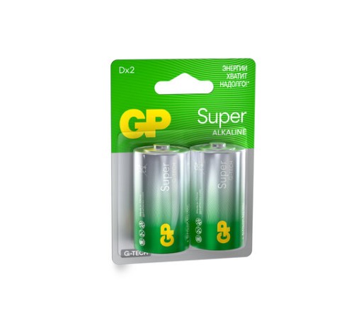 Батарейки КОМПЛЕКТ 2 шт., GP Super G-Tech, D (LR20, 13А), алкалиновые, блистер, 13A-2CR2 Батарейки КОМПЛЕКТ 2 шт., GP Super G-Tech, D (LR20, 13А), алкалиновые, блистер, 13A-2CR2