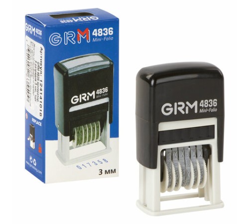 Нумератор 6-разрядный, оттиск 15х3 мм синий, GRM 4836, 124141018