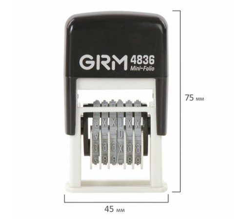 Нумератор 6-разрядный, оттиск 15х3 мм синий, GRM 4836, 124141018