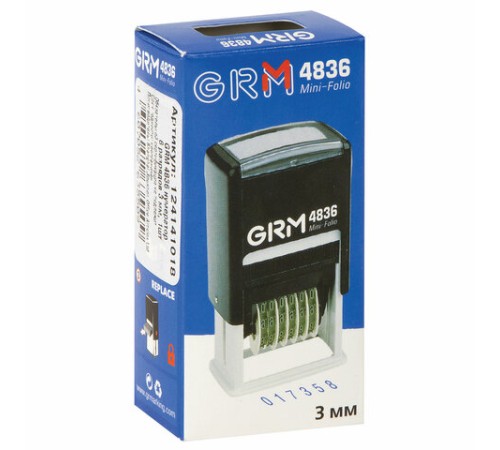 Нумератор 6-разрядный, оттиск 15х3 мм синий, GRM 4836, 124141018