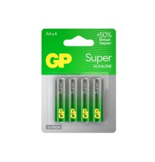 Батарейки КОМПЛЕКТ 4 шт., GP Super G-Tech, AA (LR6, 15А), алкалиновые, пальчиковые, блистер, 15A-2CR4