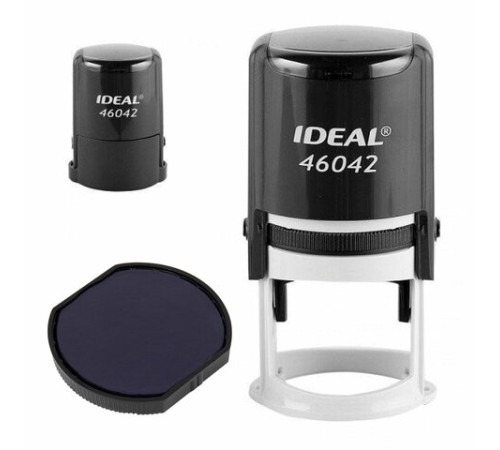 Оснастка для печатей, оттиск D=42 мм, синий, TRODAT IDEAL 46042, корпус черный, крышка, подушка, 125308