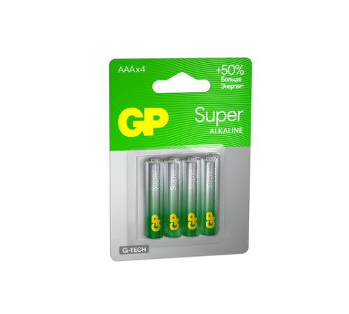 Батарейки КОМПЛЕКТ 4 шт., GP Super G-Tech, AAA (LR03, 24А), алкалиновые, мизинчиковые, блистер, 24A-2 Батарейки КОМПЛЕКТ 4 шт., GP Super G-Tech, AAA (LR03, 24А), алкалиновые, мизинчиковые, блистер, 24A-2