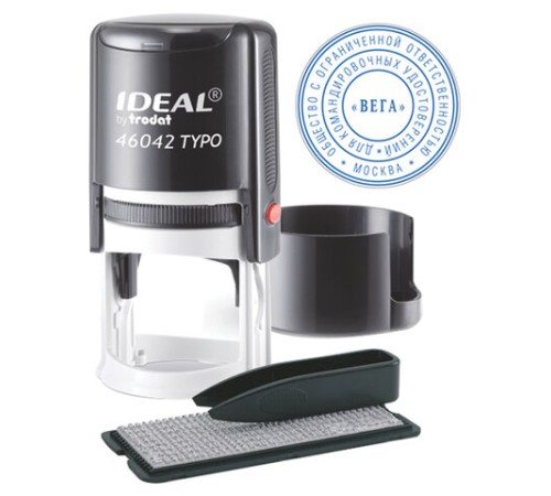 Печать самонаборная 2-круга, оттиск D=42 синий, TRODAT IDEAL 46042DB-R2, крышка, КАССА В КОМПЛЕКТЕ, 161485