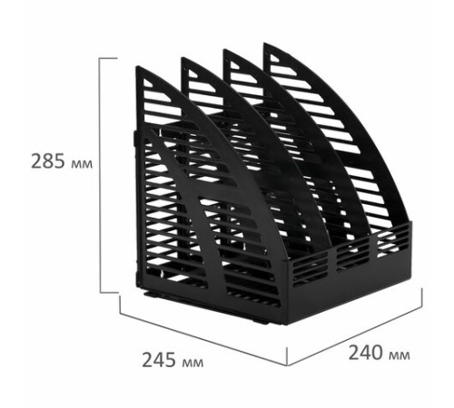 Лоток вертикальный для бумаг STAFF Basic, 245х240х285 мм, 3 отделения, сетчатый сборный, 237945