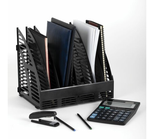 Лоток вертикальный для бумаг STAFF Basic, 245х320х285 мм, 6 отделений, сетчатый сборный, 237946