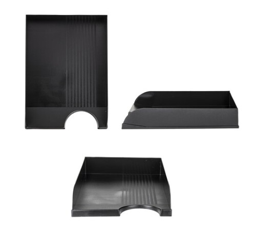Лоток горизонтальный для бумаг BRAUBERG Standard, 350х253х65 мм, черный, 237947