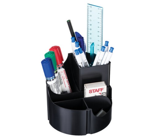 Подставка-органайзер STAFF Basic, 120х120х110 мм, 5 отделений, черная, 237949