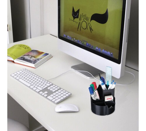 Подставка-органайзер STAFF Basic, 120х120х110 мм, 5 отделений, черная, 237949