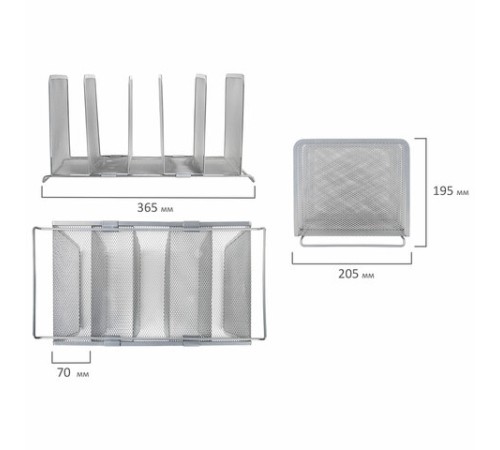 Подставка для сортировки писем и бумаг 5-ти секционная BRAUBERG 