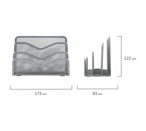 Подставка для сортировки писем и бумаг 3-х секционная BRAUBERG 