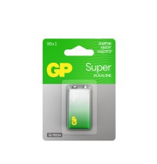 Батарейка 1 шт., GP Super G-Tech, Крона (6LR61, 6LF22, 1604A), алкалиновая, блистер, 1604A-5CR1, 1604A-BC1