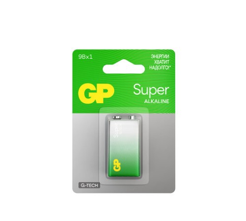 Батарейка 1 шт., GP Super G-Tech, Крона (6LR61, 6LF22, 1604A), алкалиновая, блистер, 1604A-5CR1, 1604A-BC1 Батарейка 1 шт., GP Super G-Tech, Крона (6LR61, 6LF22, 1604A), алкалиновая, блистер, 1604A-5CR1, 1604A-BC1