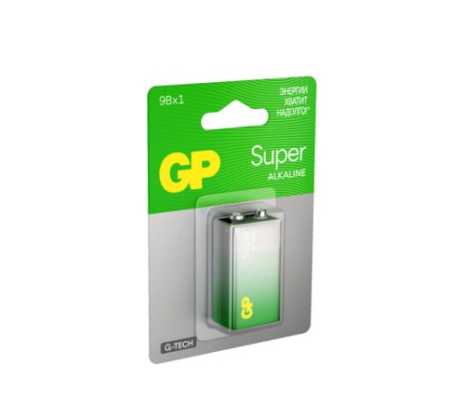 Батарейка 1 шт., GP Super G-Tech, Крона (6LR61, 6LF22, 1604A), алкалиновая, блистер, 1604A-5CR1, 1604A-BC1 Батарейка 1 шт., GP Super G-Tech, Крона (6LR61, 6LF22, 1604A), алкалиновая, блистер, 1604A-5CR1, 1604A-BC1