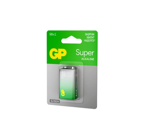 Батарейка 1 шт., GP Super G-Tech, Крона (6LR61, 6LF22, 1604A), алкалиновая, блистер, 1604A-5CR1, 1604A-BC1 Батарейка 1 шт., GP Super G-Tech, Крона (6LR61, 6LF22, 1604A), алкалиновая, блистер, 1604A-5CR1, 1604A-BC1