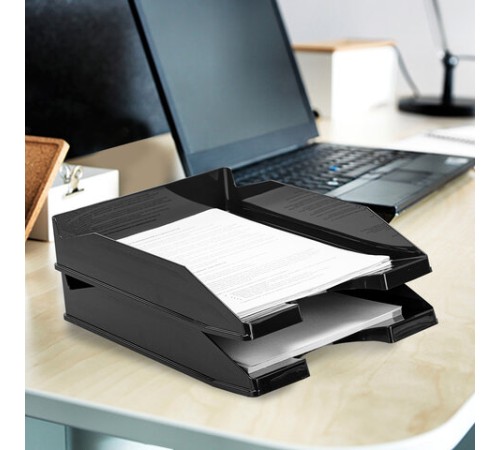 Лоток горизонтальный для бумаг КОМПЛЕКТ 2 шт., BRAUBERG 