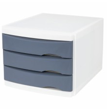 Бокс с 3 выдвижными лотками, корпус светлый, лотки серые, 235х300х355 мм, BRAUBERG 