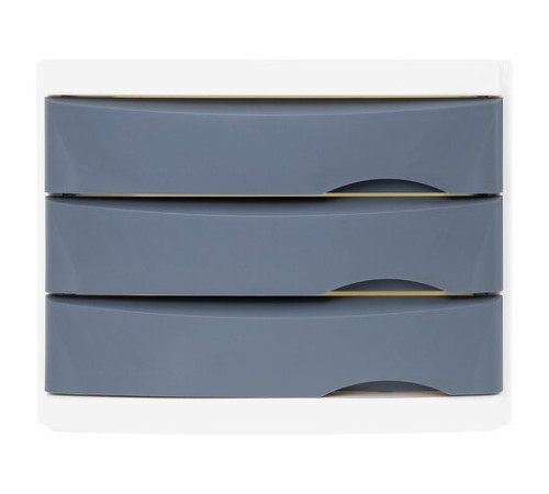 Бокс с 3 выдвижными лотками, корпус светлый, лотки серые, 235х300х355 мм, BRAUBERG 