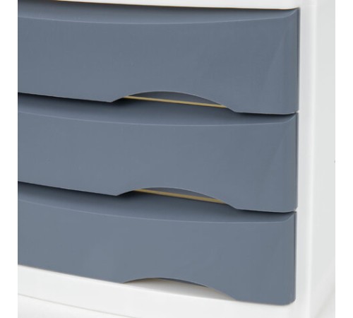 Бокс с 3 выдвижными лотками, корпус светлый, лотки серые, 235х300х355 мм, BRAUBERG 