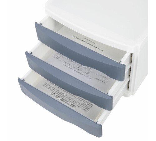 Бокс с 3 выдвижными лотками, корпус светлый, лотки серые, 235х300х355 мм, BRAUBERG 