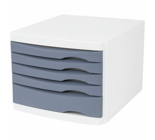 Бокс с 5 выдвижными лотками, корпус светлый, лотки серые, 235х300х355 мм, BRAUBERG 