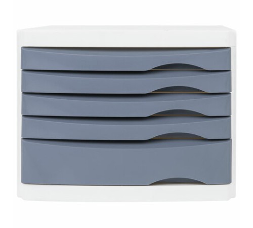 Бокс с 5 выдвижными лотками, корпус светлый, лотки серые, 235х300х355 мм, BRAUBERG 