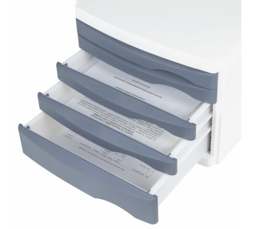 Бокс с 5 выдвижными лотками, корпус светлый, лотки серые, 235х300х355 мм, BRAUBERG 