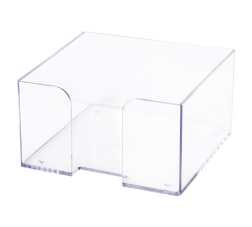 Подставка для бумажного блока BRAUBERG CLASSIC пластиковая, 90х90х50 мм, прозрачная, 238091