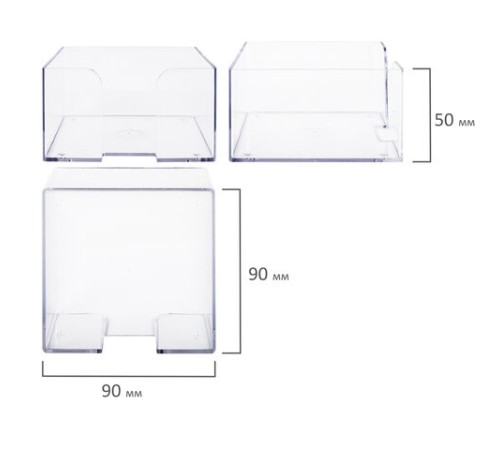 Подставка для бумажного блока BRAUBERG CLASSIC пластиковая, 90х90х50 мм, прозрачная, 238091