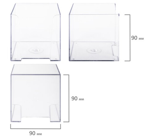 Подставка для бумажного блока BRAUBERG CLASSIC пластиковая, 90х90х90 мм, прозрачная, 238092