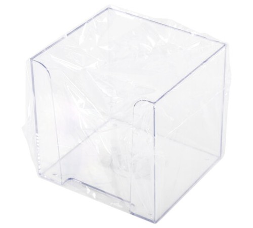 Подставка для бумажного блока BRAUBERG CLASSIC пластиковая, 90х90х90 мм, прозрачная, 238092