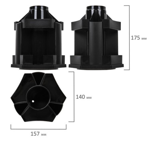 Подставка-органайзер BRAUBERG MAXI DESK, 10 отделений, вращающаяся, 157х140х175 мм, черная, 238093