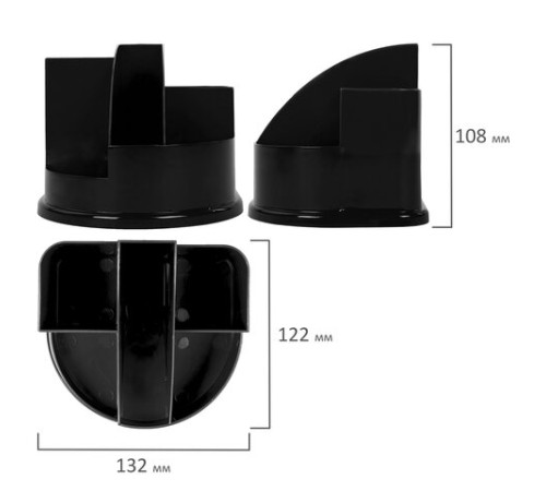 Подставка-органайзер BRAUBERG STYLE, 5 отделений, 132х122х108 мм, черная, 238096