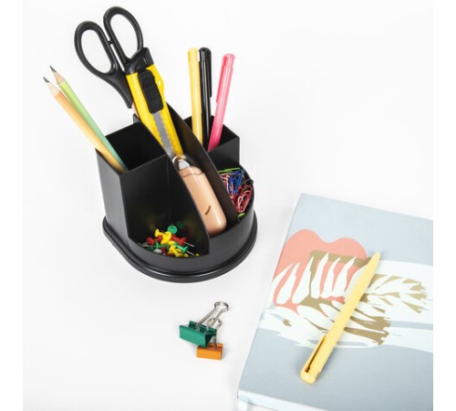 Подставка-органайзер BRAUBERG STYLE, 5 отделений, 132х122х108 мм, черная, 238096