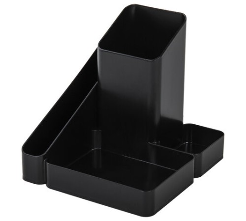 Подставка-органайзер BRAUBERG OFFICE STYLE, 4 отделения, 115х122х111 мм, черная, 238097