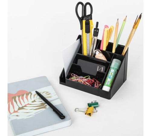 Подставка-органайзер BRAUBERG GRAND OFFICE, 9 отделений, 115х160х105 мм, черная, 238098