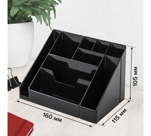 Подставка-органайзер BRAUBERG GRAND OFFICE, 9 отделений, 115х160х105 мм, черная, 238098