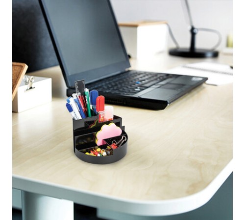 Подставка-органайзер BRAUBERG DELTA, 6 отделений, 130х130х90 мм, черная, 238100