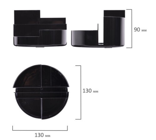 Подставка-органайзер BRAUBERG DELTA, 6 отделений, 130х130х90 мм, черная, 238100