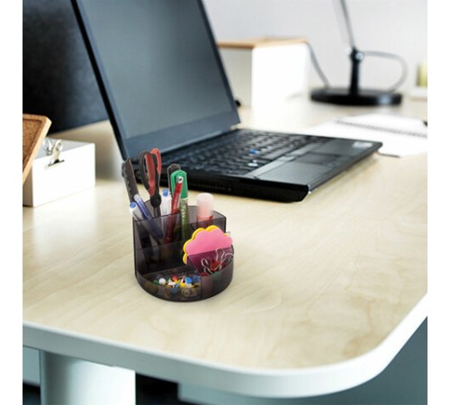 Подставка-органайзер BRAUBERG DELTA, 6 отделений, 130х130х90 мм, тонированная серая, 238101