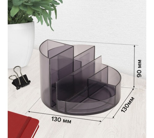 Подставка-органайзер BRAUBERG DELTA, 6 отделений, 130х130х90 мм, тонированная серая, 238101