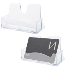 Подставка для визиток настольная BRAUBERG CLASSIC 40х100х55 мм, на 50 визиток, прозрачная, 238103