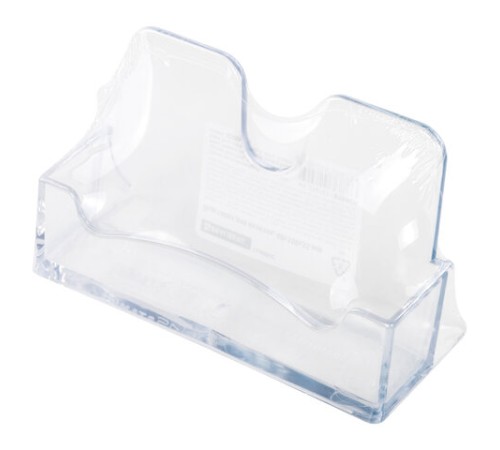 Подставка для визиток настольная BRAUBERG CLASSIC 40х100х55 мм, на 50 визиток, прозрачная, 238103