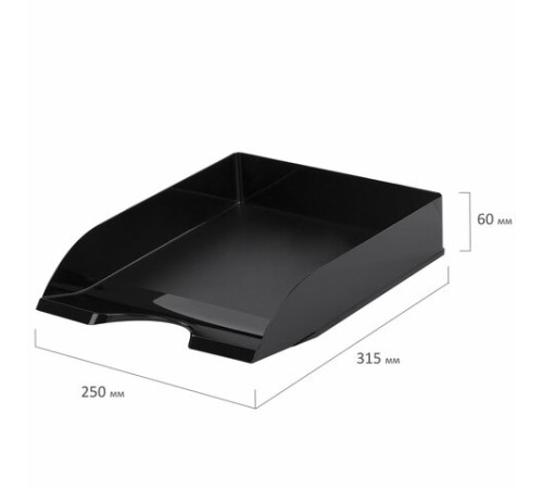 Лоток горизонтальный для бумаг BRAUBERG ORIGINAL, 315х250х60 мм, черный, 238104