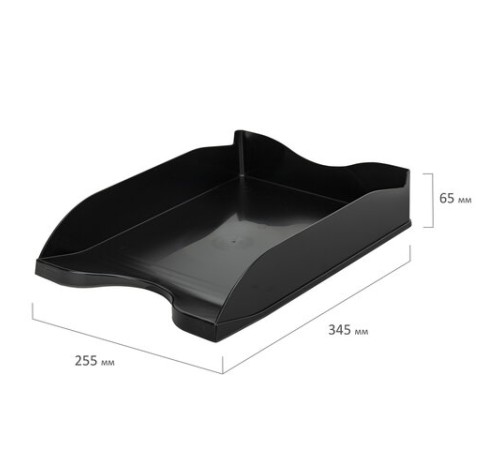 Лоток горизонтальный для бумаг BRAUBERG STYLE, 345х255х65 мм, черный, 238105
