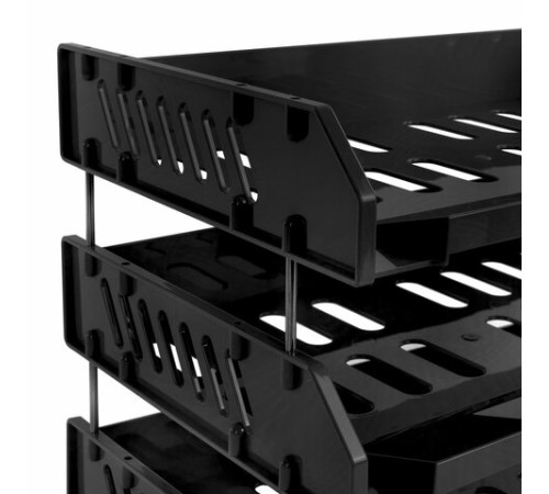 Лотки горизонтальные для бумаг, КОМПЛЕКТ 3 шт., 335х232х246 мм, черный, BRAUBERG EXPERT, 238107