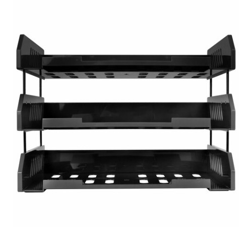 Лотки горизонтальные для бумаг, КОМПЛЕКТ 3 шт., 335х232х246 мм, черный, BRAUBERG EXPERT, 238107