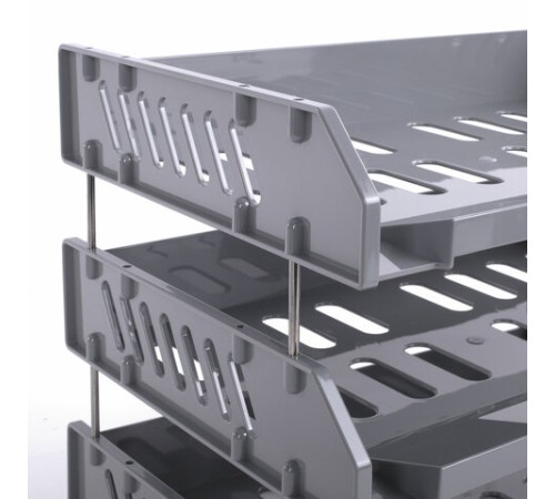 Лотки горизонтальные для бумаг, КОМПЛЕКТ 3 шт., 335х232х246 мм, серый, BRAUBERG FILE, 238108