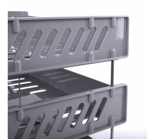 Лотки горизонтальные для бумаг, КОМПЛЕКТ 3 шт., 335х232х246 мм, серый, BRAUBERG FILE, 238108